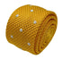 Yellow gold knitted tie with white polka spots